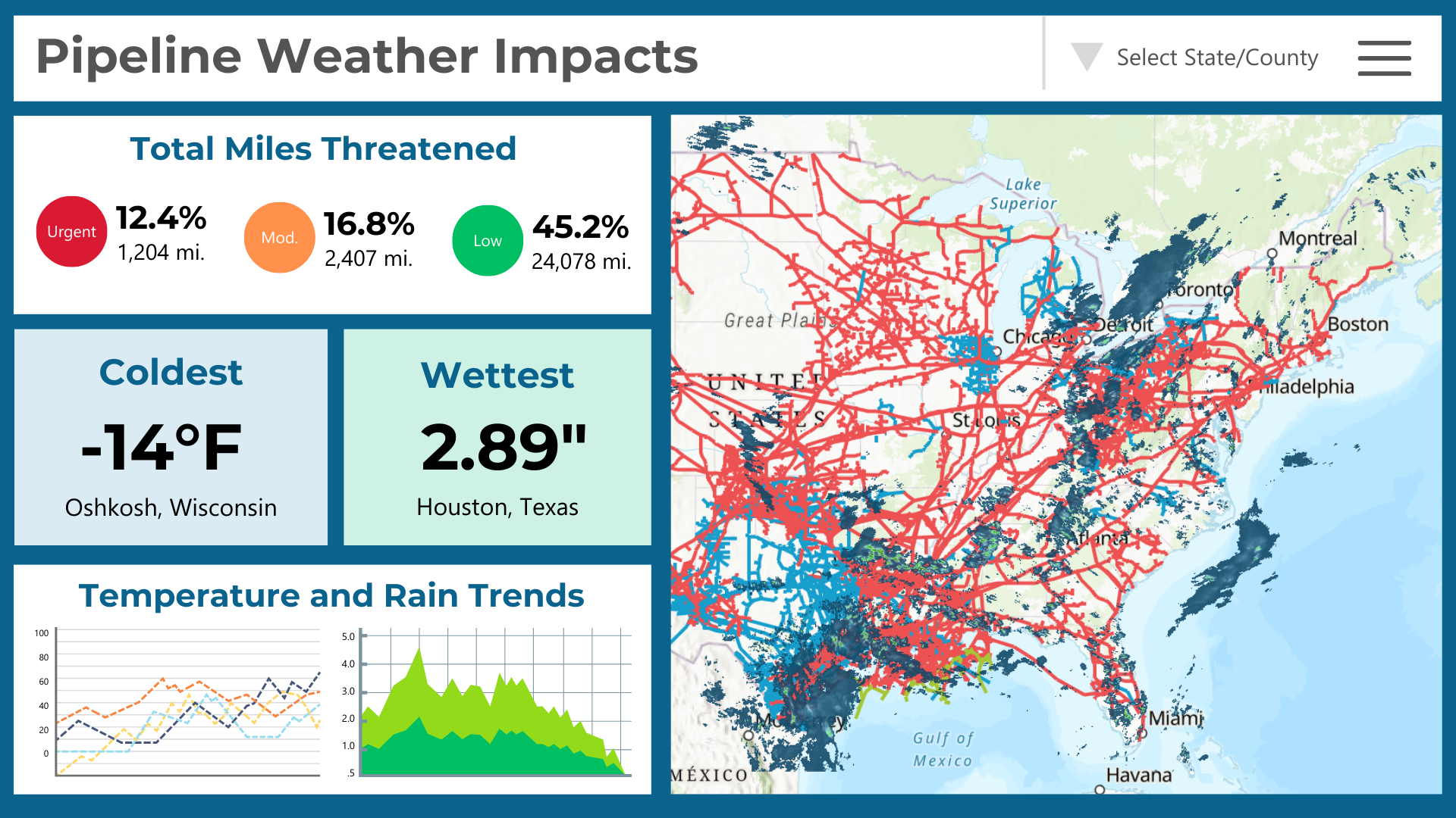 Imagem de uma captura de ecrã dos impactos climáticos da conduta