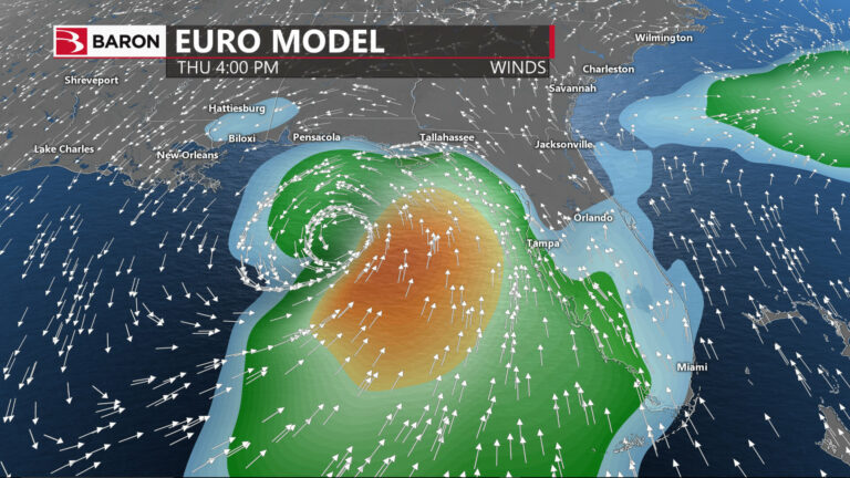 Captura de ecrã dos ventos do modelo Euro