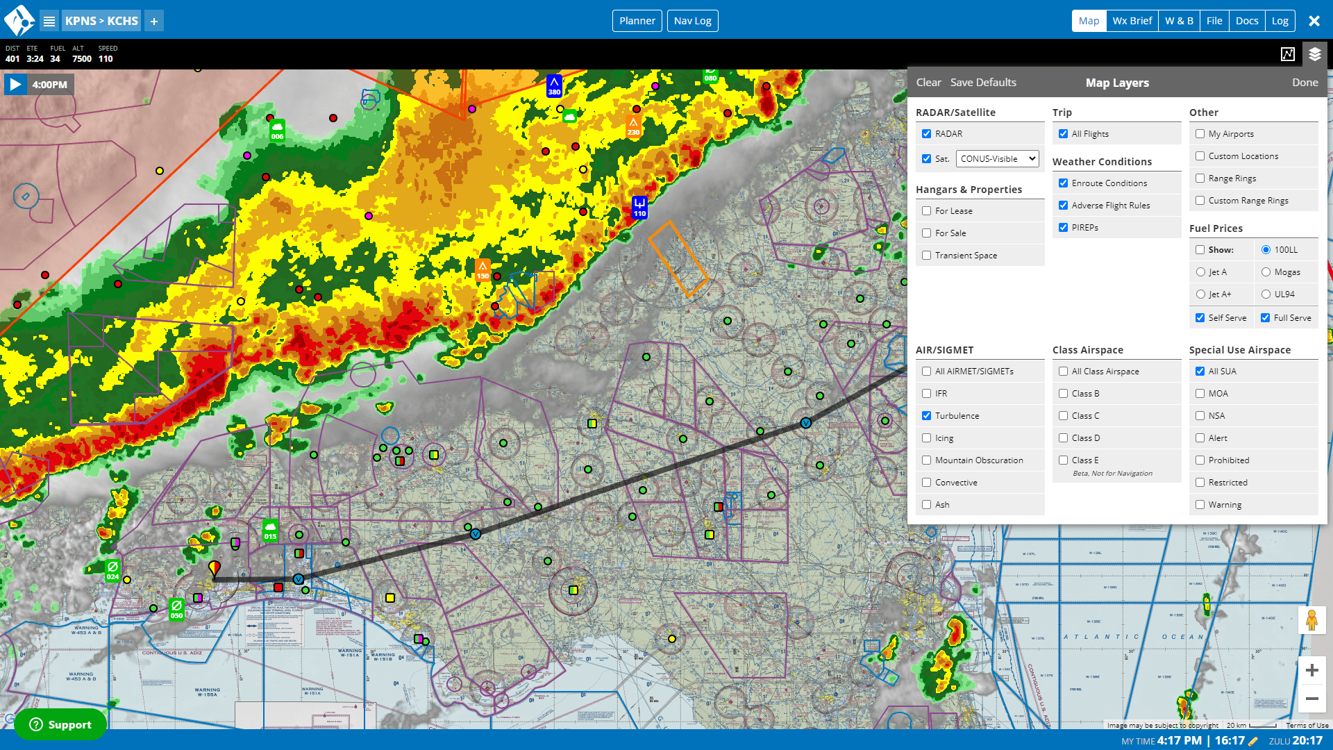 iFlightPlanner ou iFlightPlanner para AOPA dados actuais e precisos através dos serviços meteorológicos de aviação da Baron.